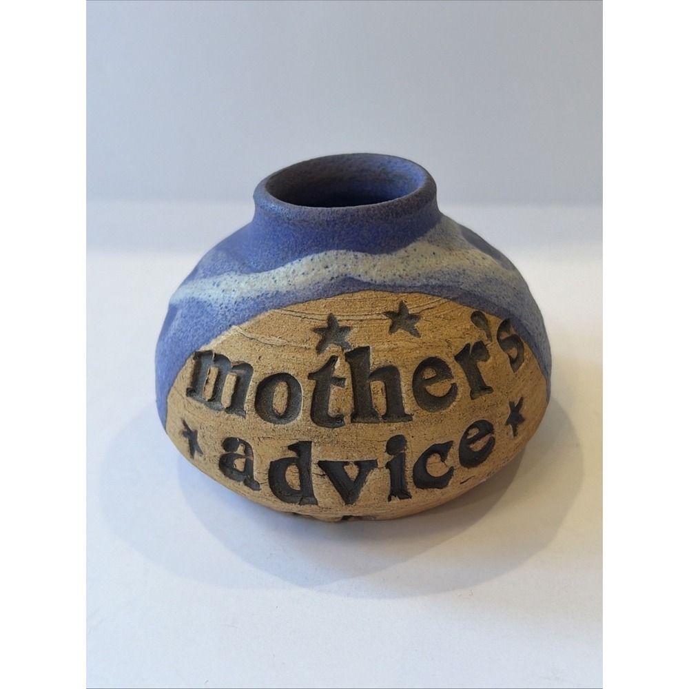 Art Pottery Motherly Advice Trinket Jar No Lid Container Clay Ceramic